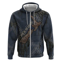 New Zealand She’ll Be Right Zip Hoodie NZ Slang No. 8 Wire Map Pattern TS04 Zip Hoodie Navy Slate - Polynesian Pride