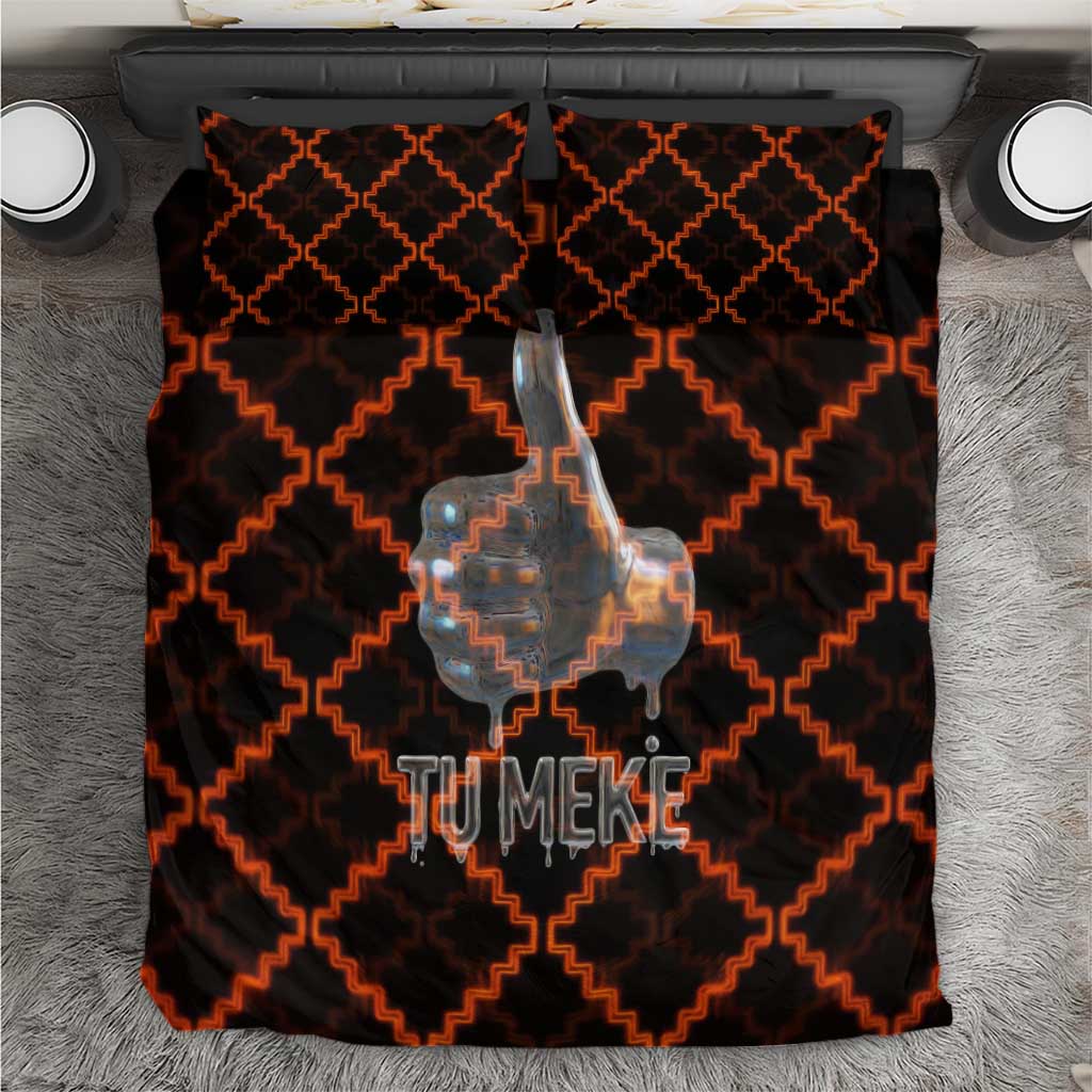 Tu Meke Maori New Zealand Slang Bedding Set with Glow Neon Step Style