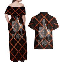 Tu Meke Maori New Zealand Slang Couples Matching Off Shoulder Maxi Dress and Hawaiian Shirt with Glow Neon Step Style