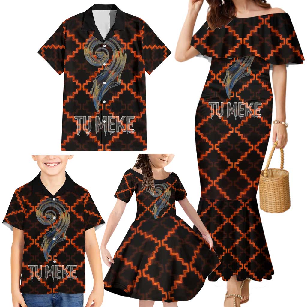 Tu Meke Maori New Zealand Slang Family Matching Mermaid Dress and Hawaiian Shirt with Glow Neon Step Style TS04 - Polynesian Pride