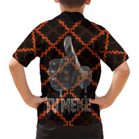 Tu Meke Maori New Zealand Slang Family Matching Off Shoulder Maxi Dress and Hawaiian Shirt with Glow Neon Step Style TS04 - Polynesian Pride