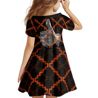 Tu Meke Maori New Zealand Slang Kid Short Sleeve Dress with Glow Neon Step Style TS04 - Polynesian Pride