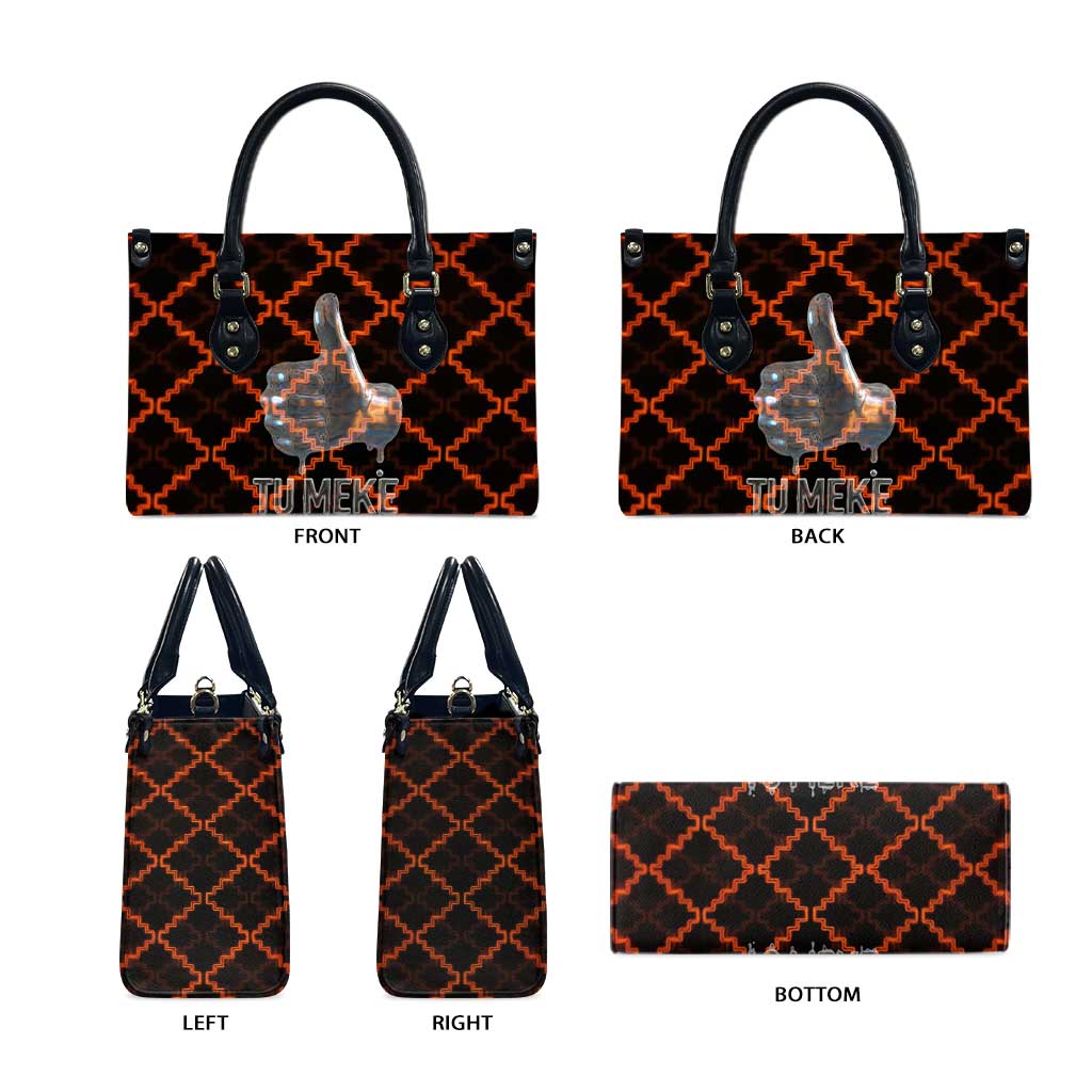 Tu Meke Maori New Zealand Slang Leather Bag with Glow Neon Step Style TS04 - Polynesian Pride