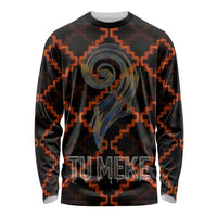 Tu Meke Maori New Zealand Slang Long Sleeve Shirt with Glow Neon Step Style TS04 Unisex Black Orange - Polynesian Pride