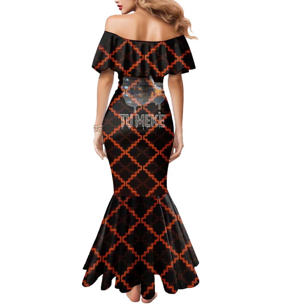 Tu Meke Maori New Zealand Slang Mermaid Dress with Glow Neon Step Style