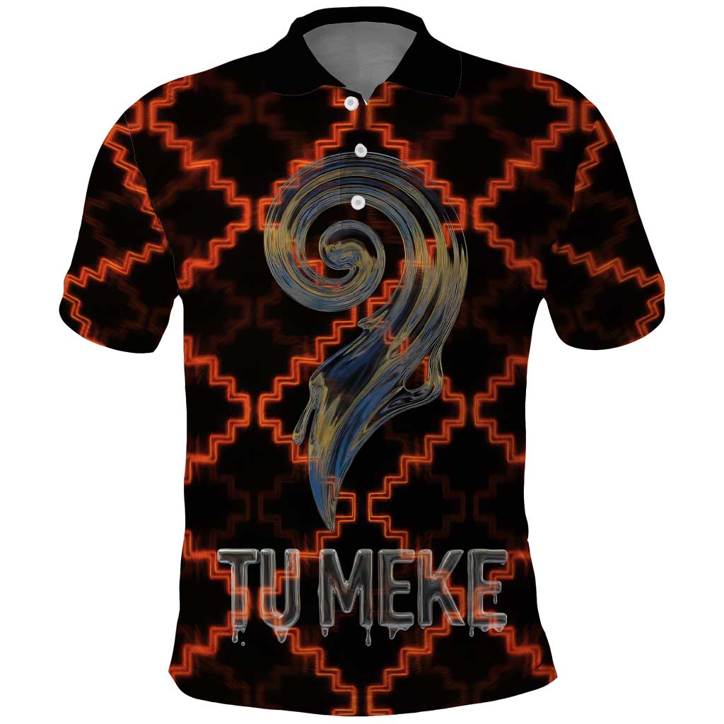 Tu Meke Maori New Zealand Slang Polo Shirt with Glow Neon Step Style
