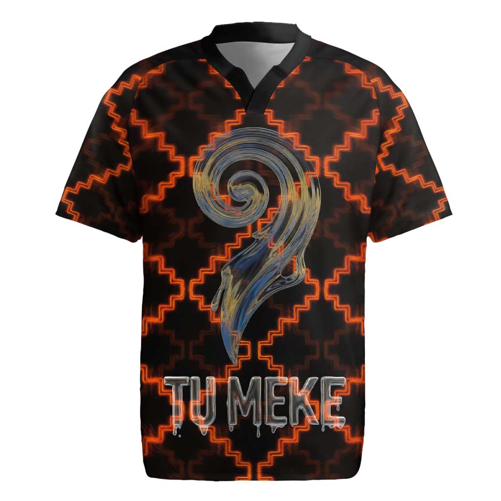 Tu Meke Maori New Zealand Slang Rugby Jersey with Glow Neon Step Style