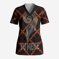 Tu Meke Maori New Zealand Slang Scrub Top with Glow Neon Step Style