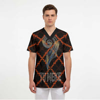 Tu Meke Maori New Zealand Slang Scrub Top with Glow Neon Step Style