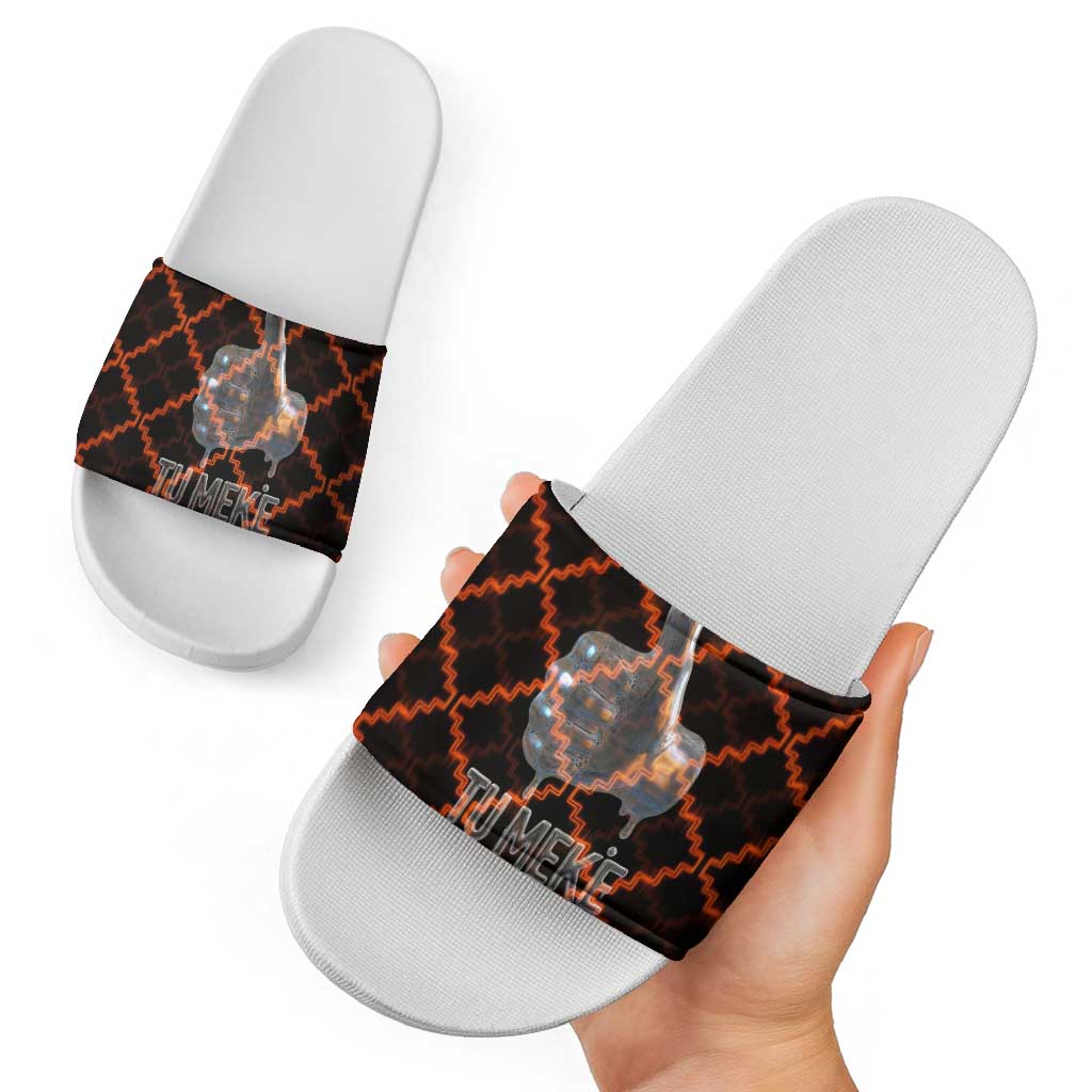 Tu Meke Maori New Zealand Slang Slide Sandals with Glow Neon Step Style
