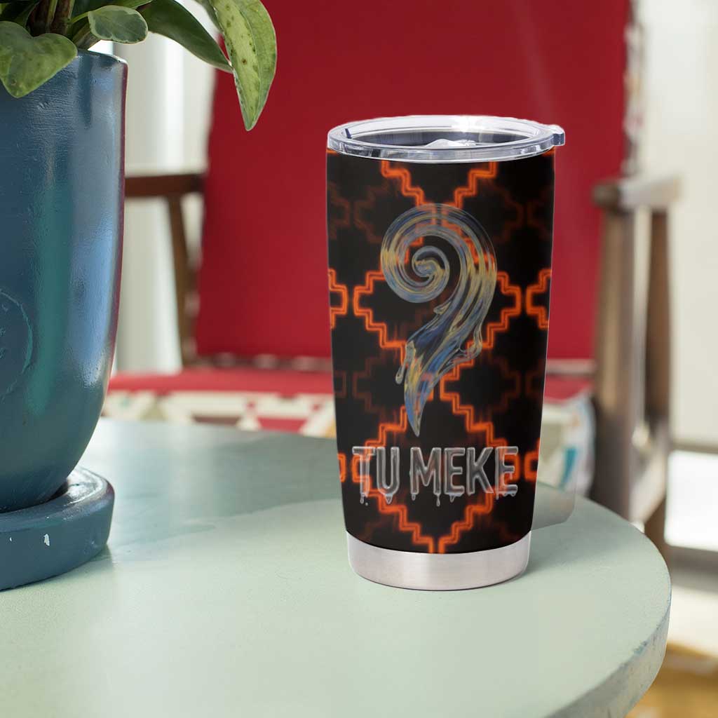 Tu Meke Maori New Zealand Slang Tumbler Cup with Glow Neon Step Style