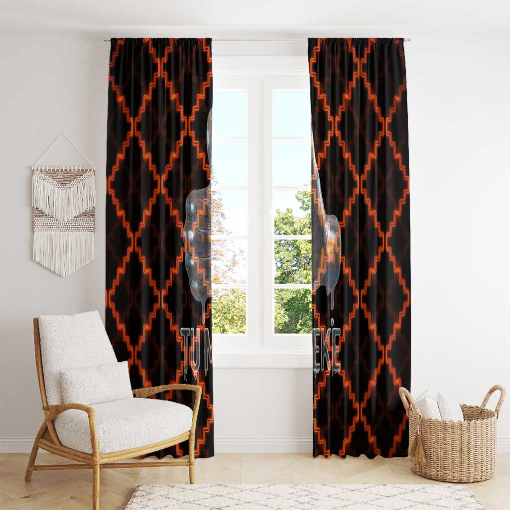 Tu Meke Maori New Zealand Slang Window Curtain with Glow Neon Step Style TS04 - Polynesian Pride