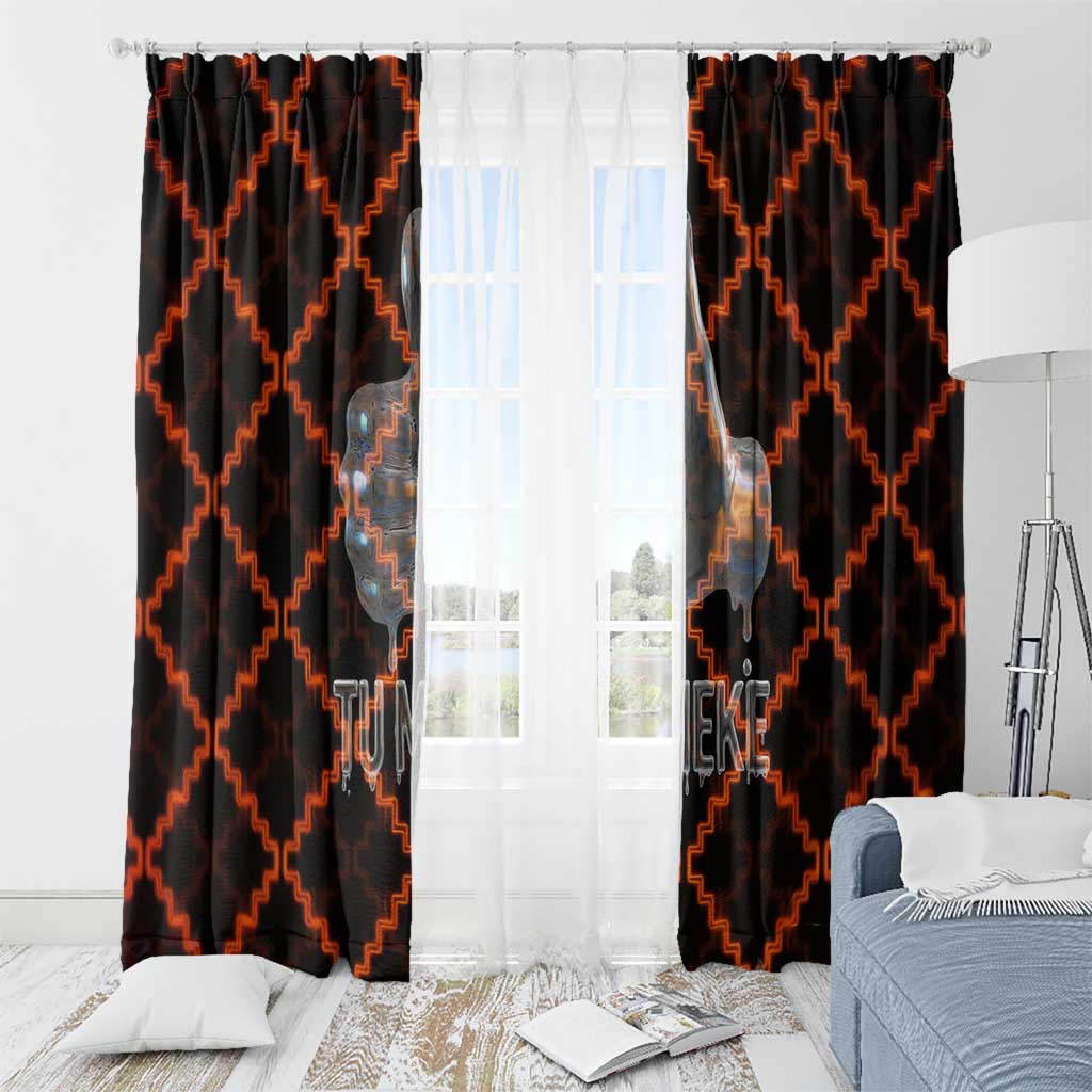 Tu Meke Maori New Zealand Slang Window Curtain with Glow Neon Step Style TS04 - Polynesian Pride
