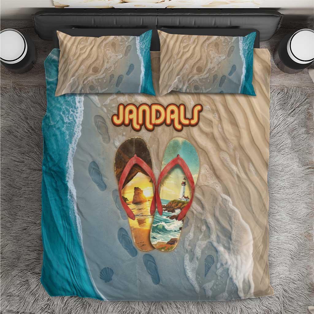 Kiwi Jandal Beach Life Bedding Set New Zealand Flip Flops Ocean Wave Surf Style
