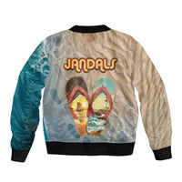 Kiwi Jandal Beach Life Bomber Jacket New Zealand Flip Flops Ocean Wave Surf Style