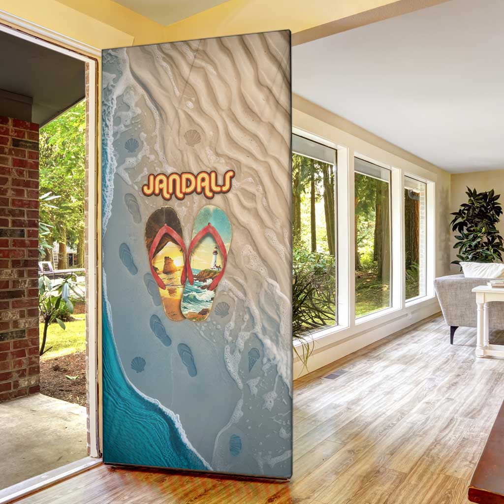 Kiwi Jandal Beach Life Door Cover New Zealand Flip Flops Ocean Wave Surf Style
