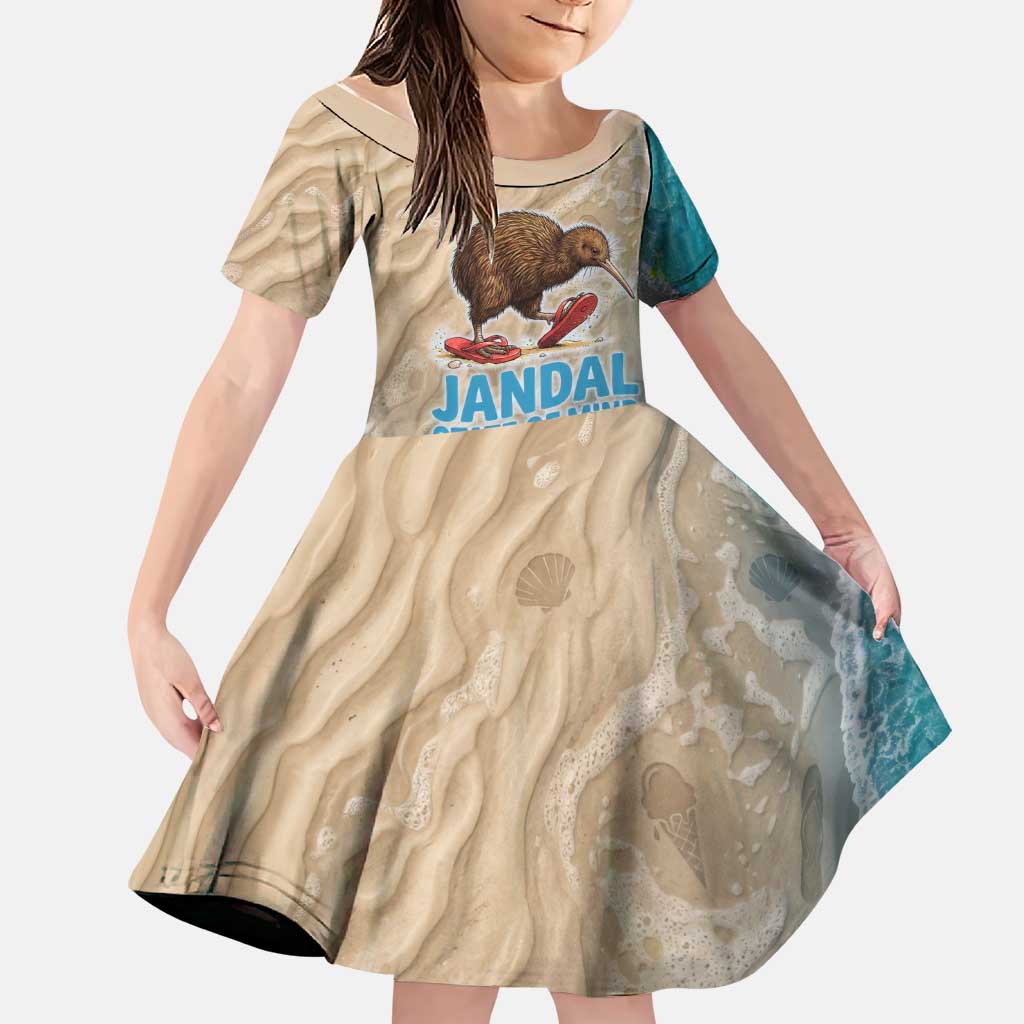 Kiwi Jandal Beach Life Family Matching Mermaid Dress and Hawaiian Shirt New Zealand Flip Flops Ocean Wave Surf Style