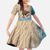 Kiwi Jandal Beach Life Family Matching Mermaid Dress and Hawaiian Shirt New Zealand Flip Flops Ocean Wave Surf Style