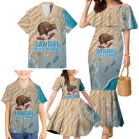 Kiwi Jandal Beach Life Family Matching Mermaid Dress and Hawaiian Shirt New Zealand Flip Flops Ocean Wave Surf Style