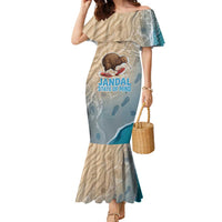Kiwi Jandal Beach Life Family Matching Mermaid Dress and Hawaiian Shirt New Zealand Flip Flops Ocean Wave Surf Style