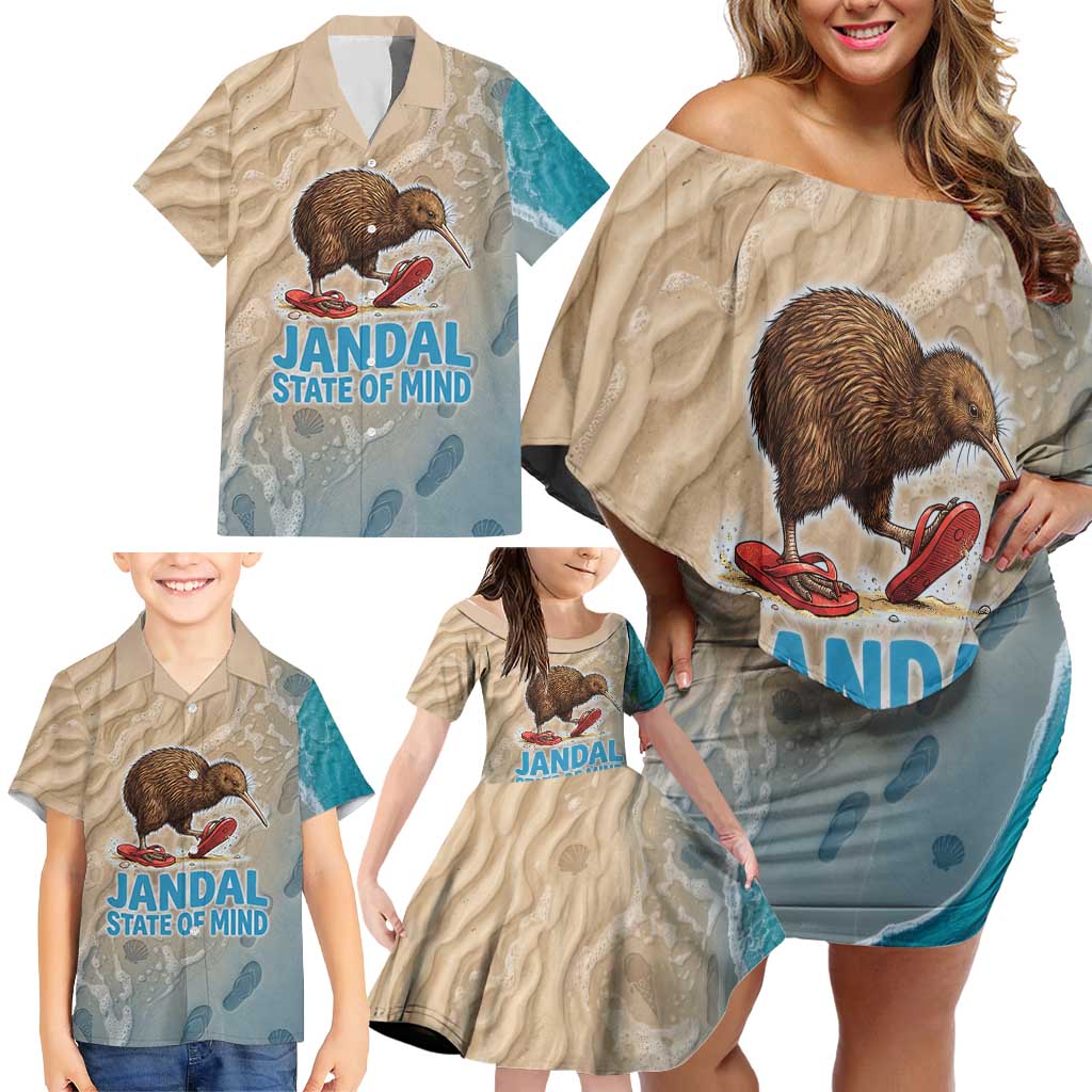 Kiwi Jandal Beach Life Family Matching Off Shoulder Short Dress and Hawaiian Shirt New Zealand Flip Flops Ocean Wave Surf Style TS04 - Polynesian Pride