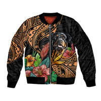 Polynesian Rottweiler Bomber Jacket Polynesian Pattern And Rottweiler TS04 Unisex Black - Polynesian Pride