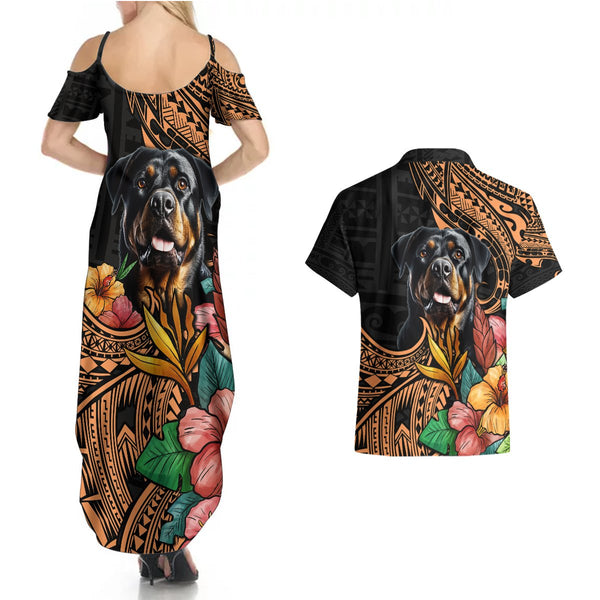Polynesian Summer Maxi Dress Dog Lover With Shiba Inu - Sunset At The Beach White Ver LT7 main image 0