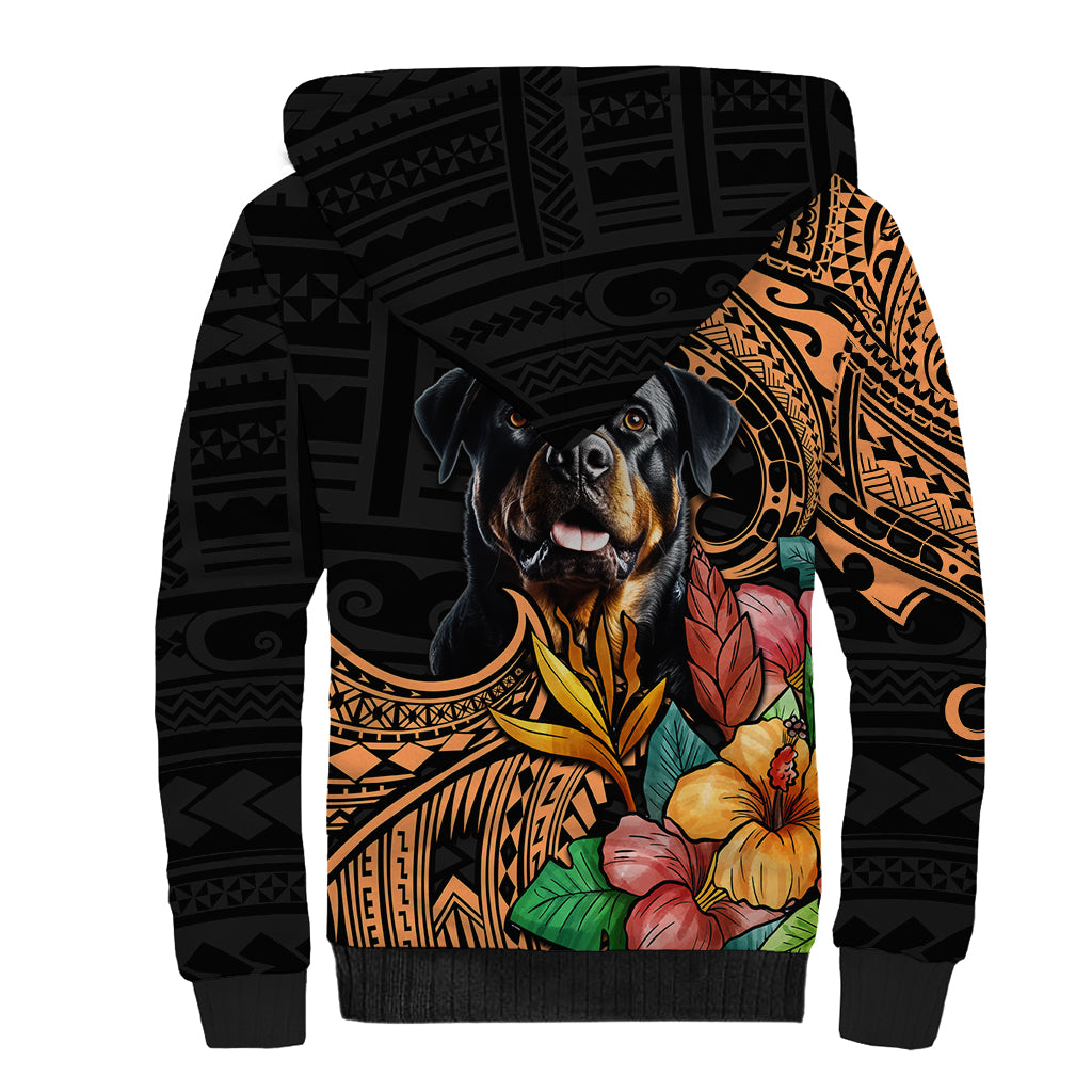 Polynesian Rottweiler Sherpa Hoodie Polynesian Pattern And Rottweiler TS04 - Polynesian Pride