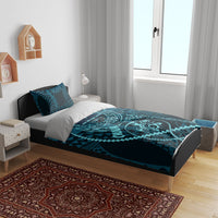 Chuuk Deep Into Truk Lagoon Bedding Set Polynesian Tribal Pattern Wreck Diving Teal Ship Art
