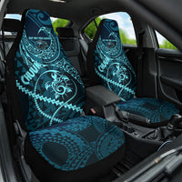Chuuk Deep Into Truk Lagoon Car Seat Cover Polynesian Tribal Pattern Wreck Diving Teal Ship Art