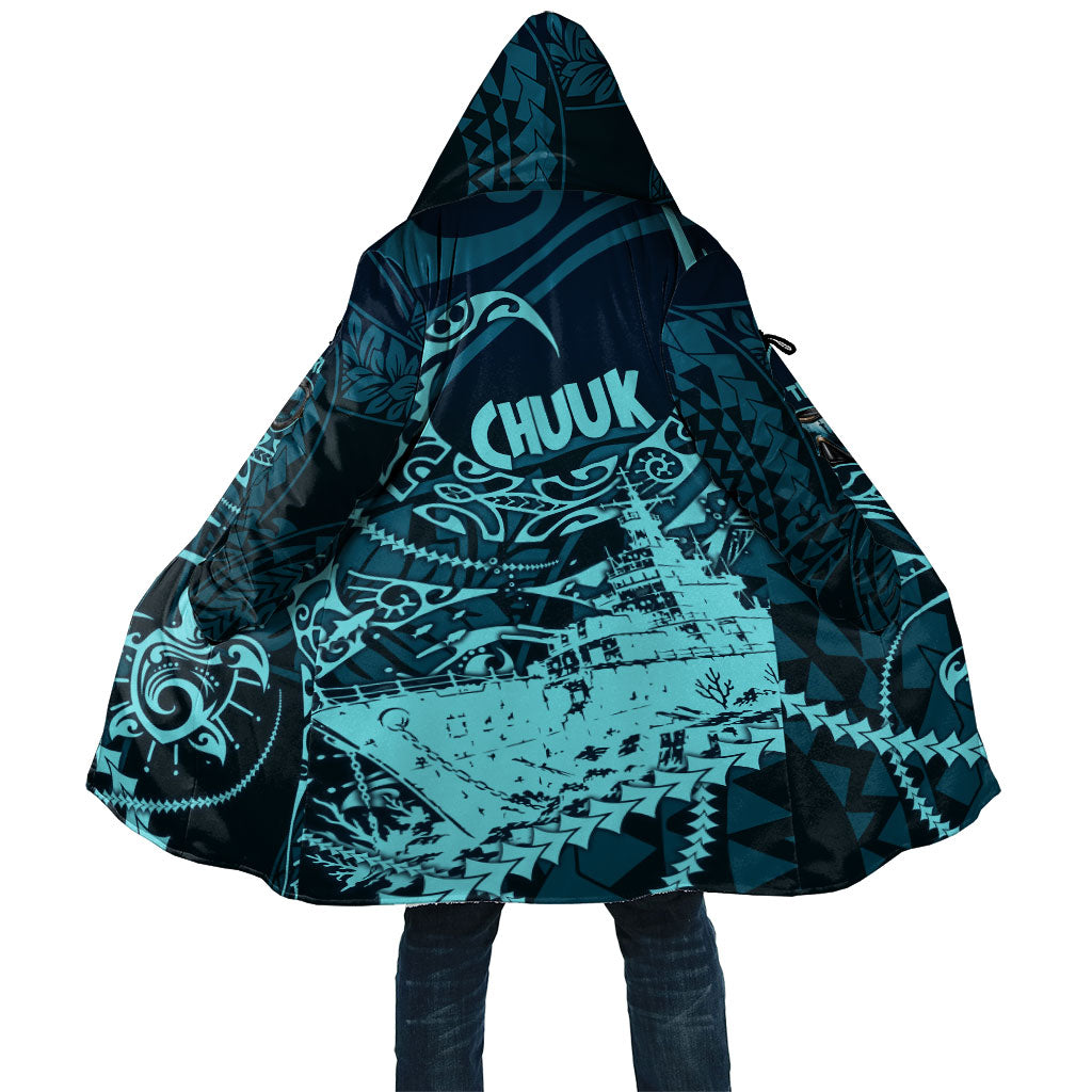 Chuuk Deep Into Truk Lagoon Cloak Polynesian Tribal Pattern Wreck Diving Teal Ship Art
