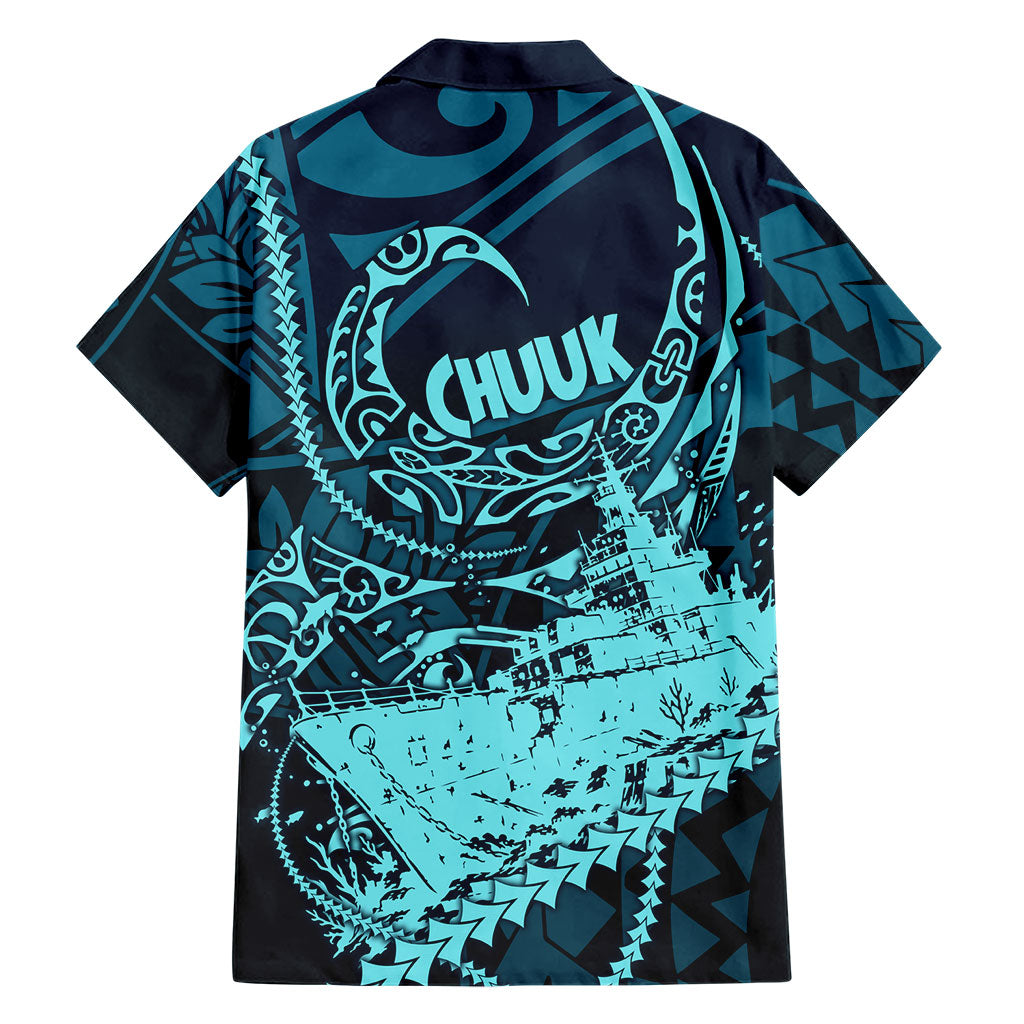 Chuuk Deep Into Truk Lagoon Family Matching Puletasi and Hawaiian Shirt Polynesian Tribal Pattern Wreck Diving Teal Ship Art