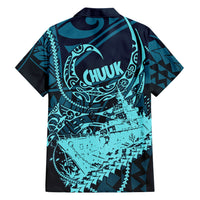 Chuuk Deep Into Truk Lagoon Family Matching Tank Maxi Dress and Hawaiian Shirt Polynesian Tribal Pattern Wreck Diving Teal Ship Art