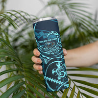 Chuuk Deep Into Truk Lagoon Skinny Tumbler Polynesian Tribal Pattern Wreck Diving Teal Ship Art