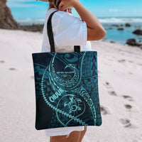 Chuuk Deep Into Truk Lagoon Tote Bag Polynesian Tribal Pattern Wreck Diving Teal Ship Art