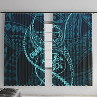 Chuuk Deep Into Truk Lagoon Window Curtain Polynesian Tribal Pattern Wreck Diving Teal Ship Art