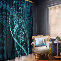Chuuk Deep Into Truk Lagoon Window Curtain Polynesian Tribal Pattern Wreck Diving Teal Ship Art