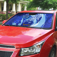 Chuuk Micronesian Roots Auto Sun Shade Polynesian Tribal Pattern Hibiscus Flower And Stingray Art