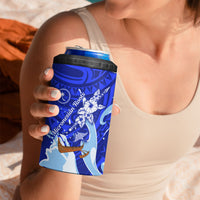 Chuuk Micronesian Roots 4 in 1 Can Cooler Tumbler Polynesian Tribal Pattern Hibiscus Flower And Stingray Art