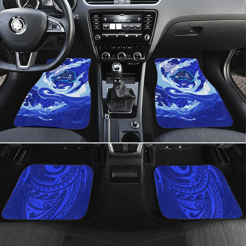 Chuuk Micronesian Roots Car Mats Polynesian Tribal Pattern Hibiscus Flower And Stingray Art