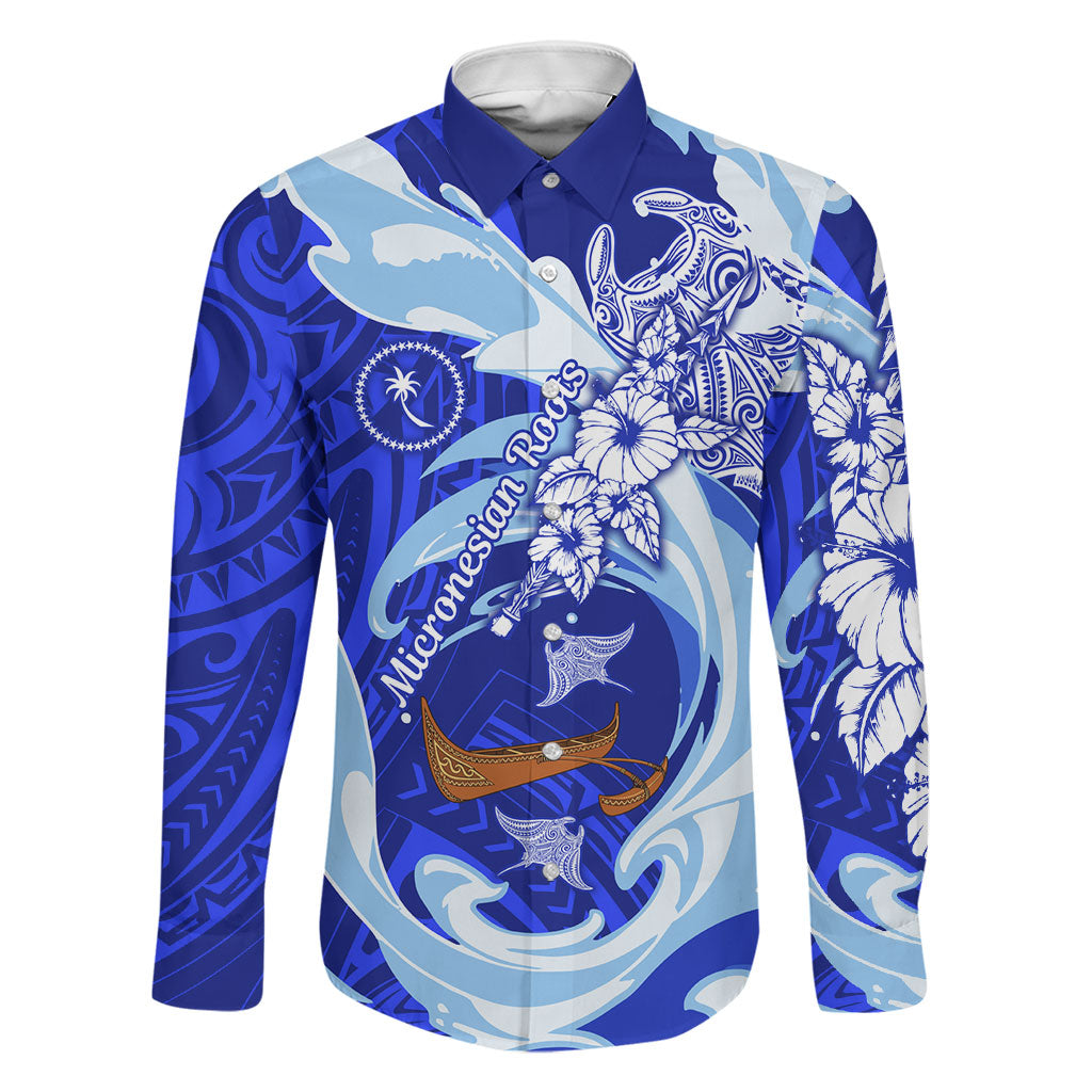 Chuuk Micronesian Roots Family Matching Off Shoulder Maxi Dress and Hawaiian Shirt Polynesian Tribal Pattern Hibiscus Flower And Stingray Art