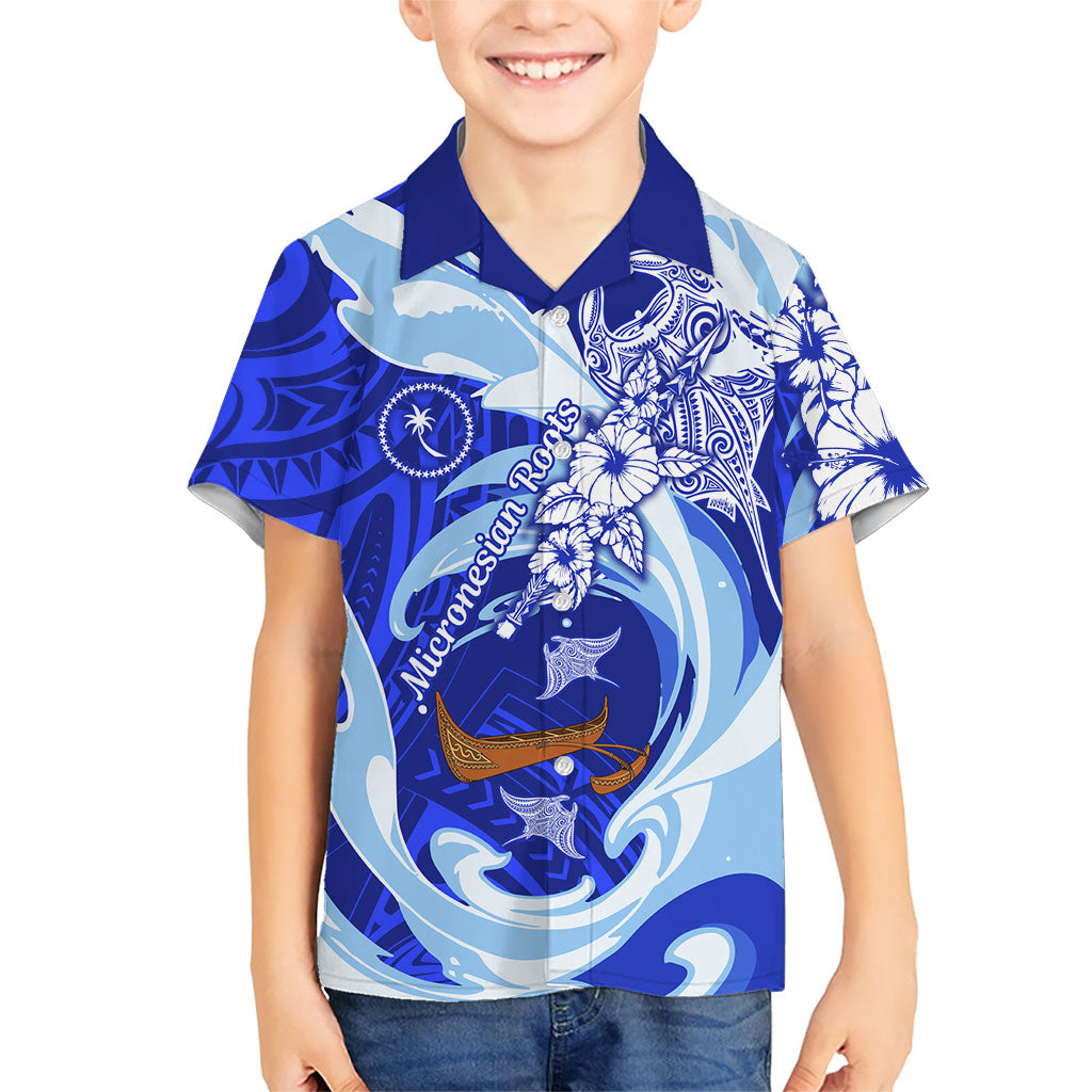 Chuuk Micronesian Roots Family Matching Tank Maxi Dress and Hawaiian Shirt Polynesian Tribal Pattern Hibiscus Flower And Stingray Art