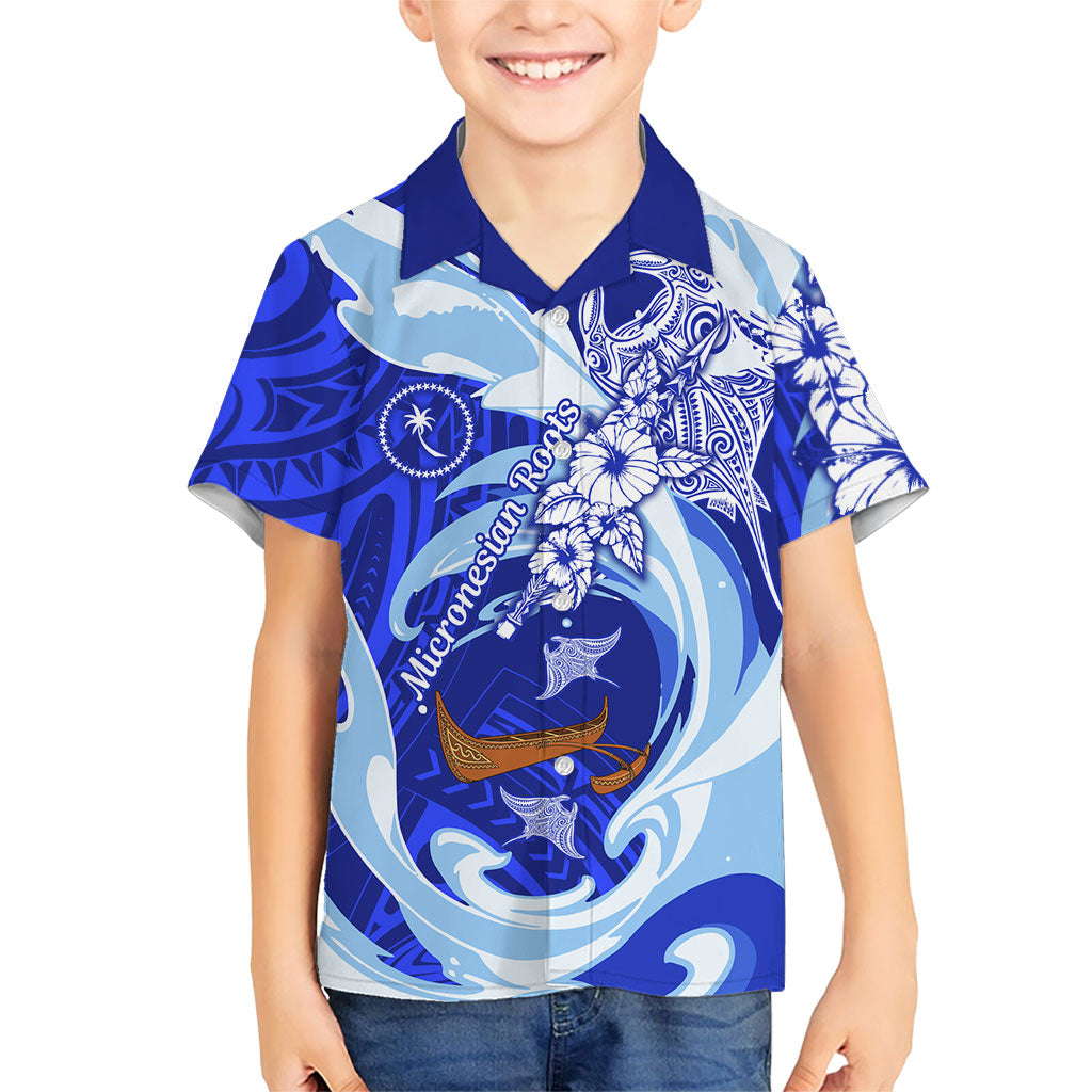 Chuuk Micronesian Roots Hawaiian Shirt Polynesian Tribal Pattern Hibiscus Flower And Stingray Art