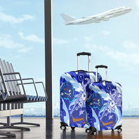 Chuuk Micronesian Roots Luggage Cover Polynesian Tribal Pattern Hibiscus Flower And Stingray Art