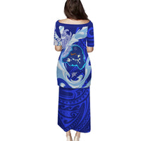 Chuuk Micronesian Roots Puletasi Polynesian Tribal Pattern Hibiscus Flower And Stingray Art