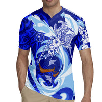 Chuuk Micronesian Roots Rugby Jersey Polynesian Tribal Pattern Hibiscus Flower And Stingray Art