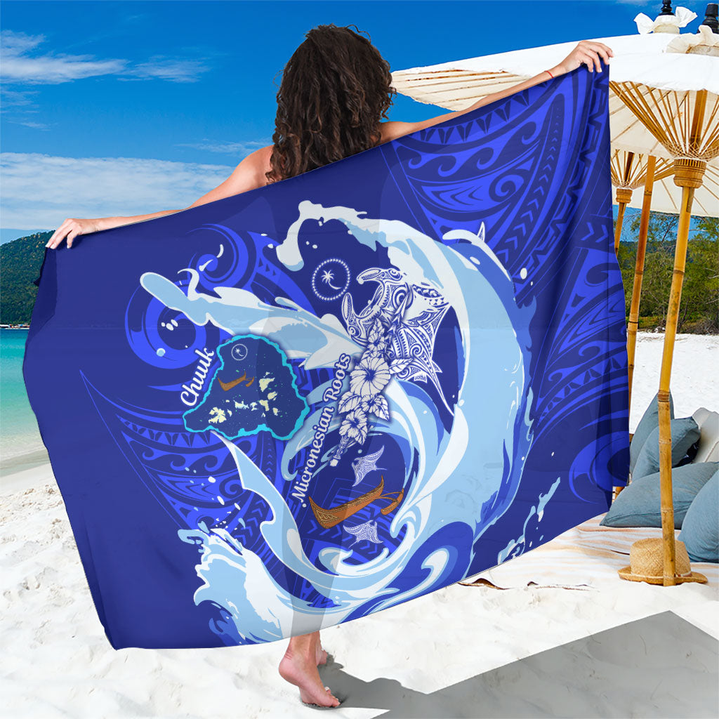 Chuuk Micronesian Roots Sarong Polynesian Tribal Pattern Hibiscus Flower And Stingray Art