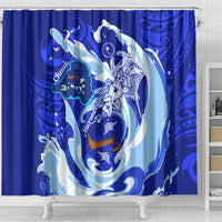 Chuuk Micronesian Roots Shower Curtain Polynesian Tribal Pattern Hibiscus Flower And Stingray Art