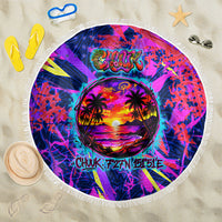 Chuuk Tropical Sunset Coordinates Beach Blanket Neon Graffiti Polynesian Tribal