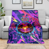 Chuuk Tropical Sunset Coordinates Blanket Neon Graffiti Polynesian Tribal